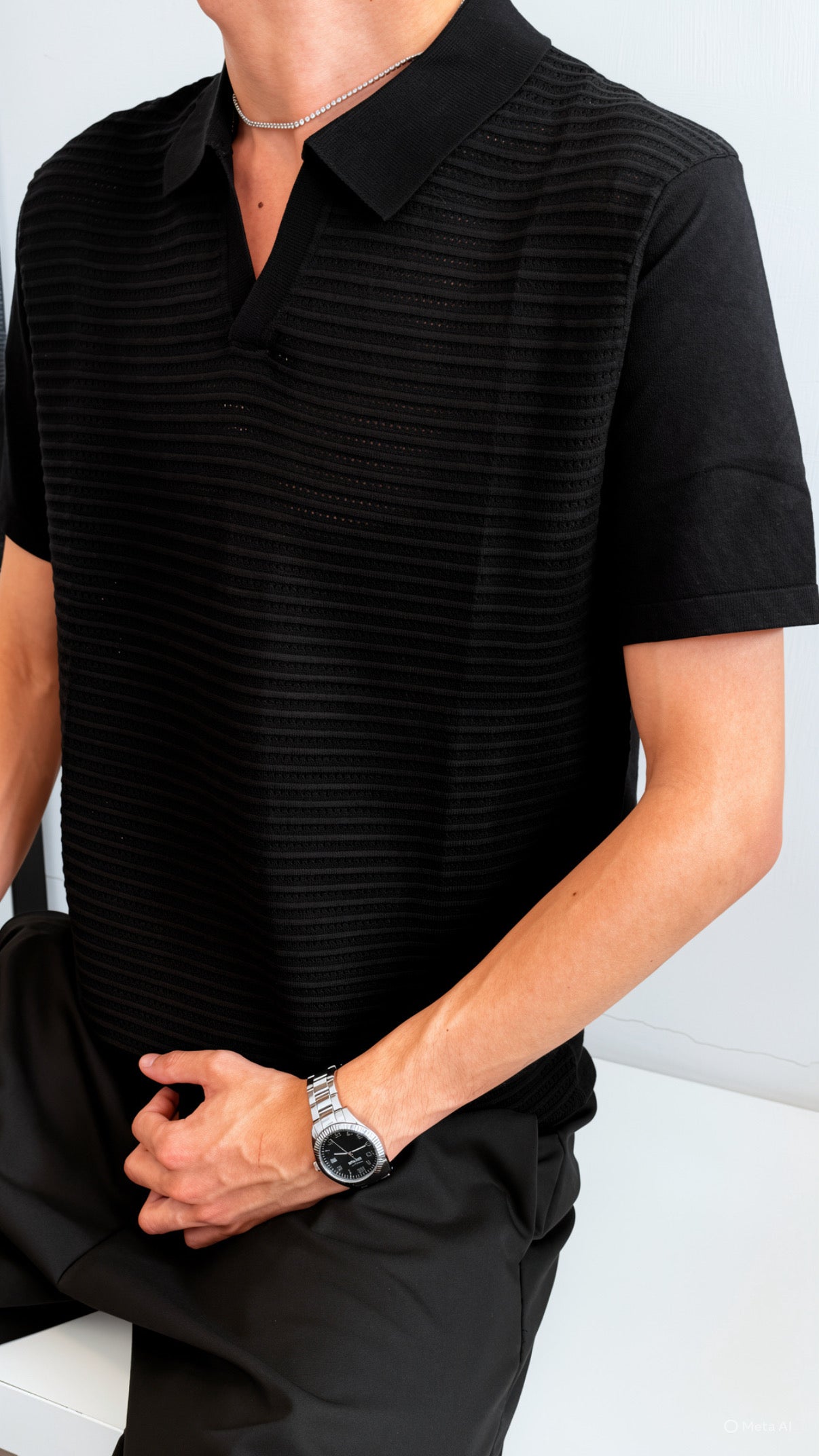 NAM Midnight Knit Polo – Premium Summer Black