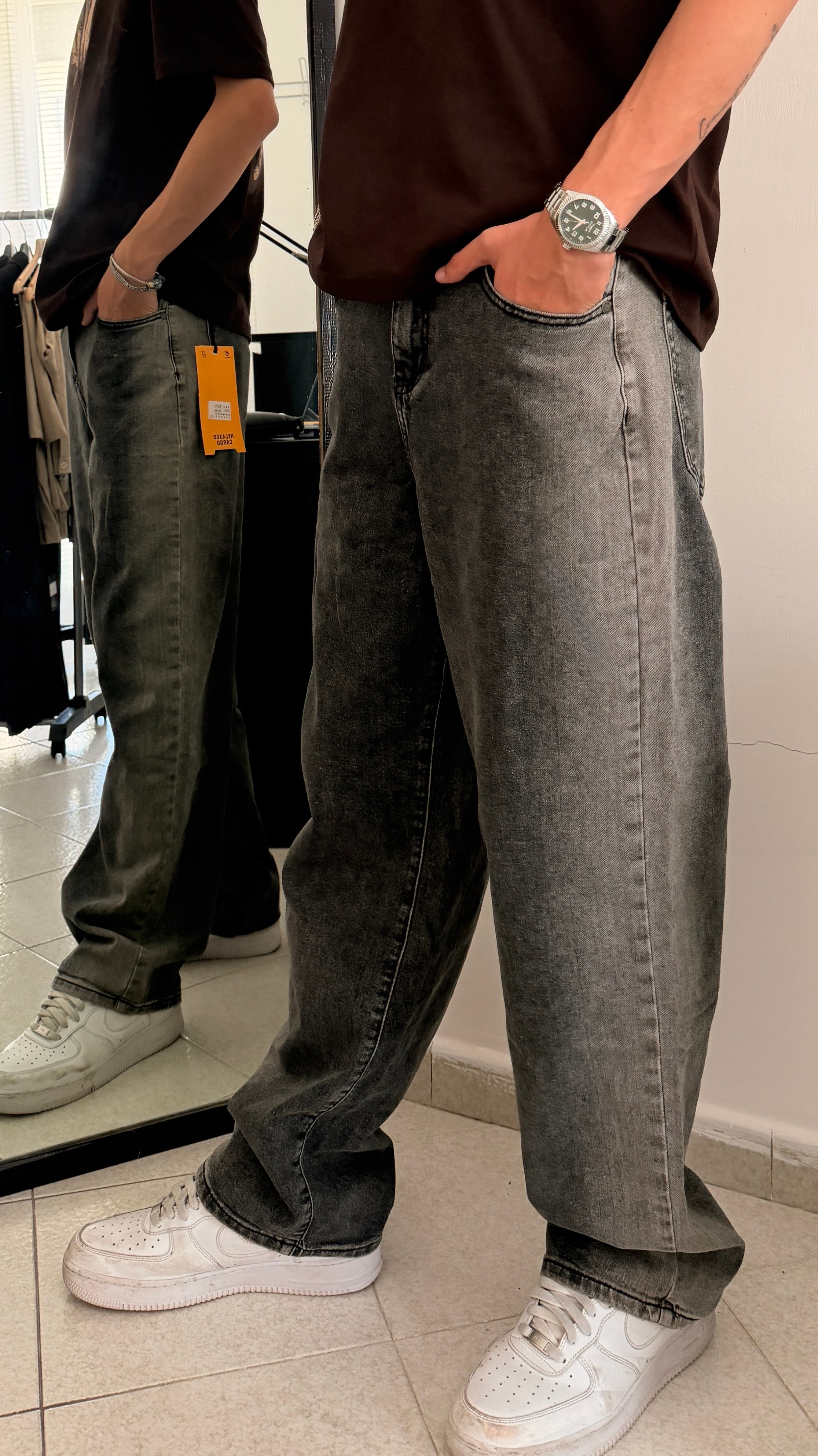 NAM Washed Grey Baggy Jeans