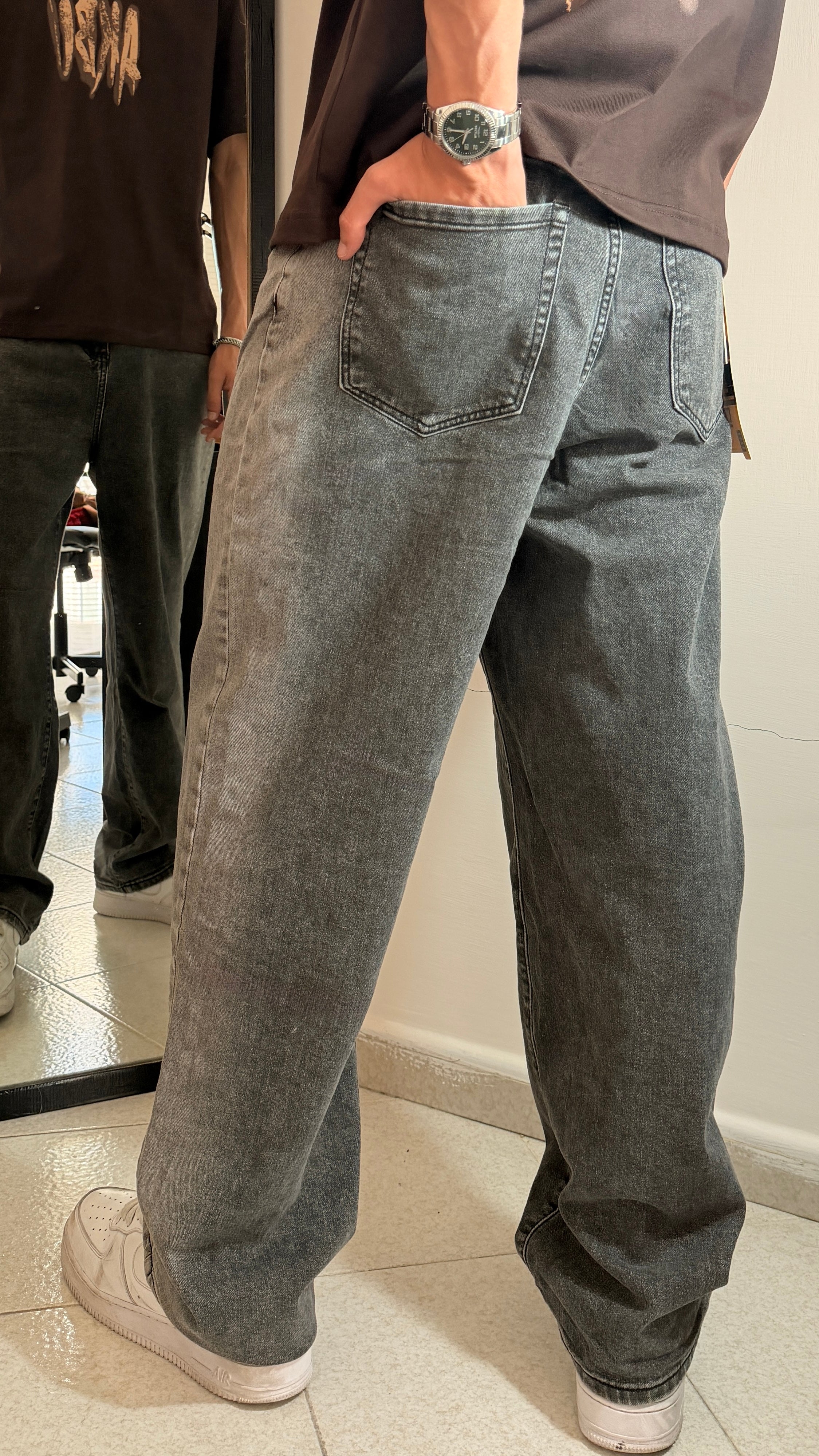 NAM Washed Grey Baggy Jeans